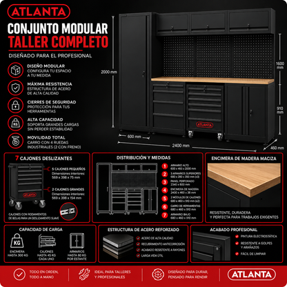 Atlanta Conjunto Modular Equipado Con Carro de Herramientas