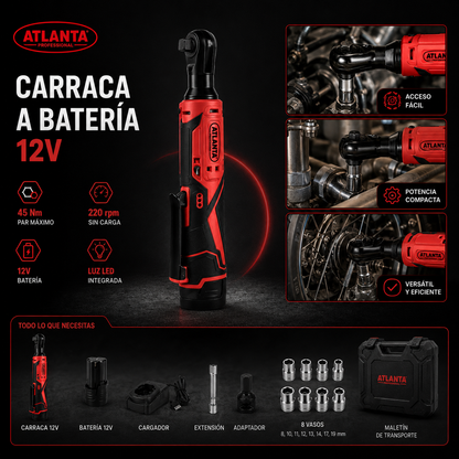 Atlanta Kit Carraca a Batería  y Juego de Vasos| Doble Dirección