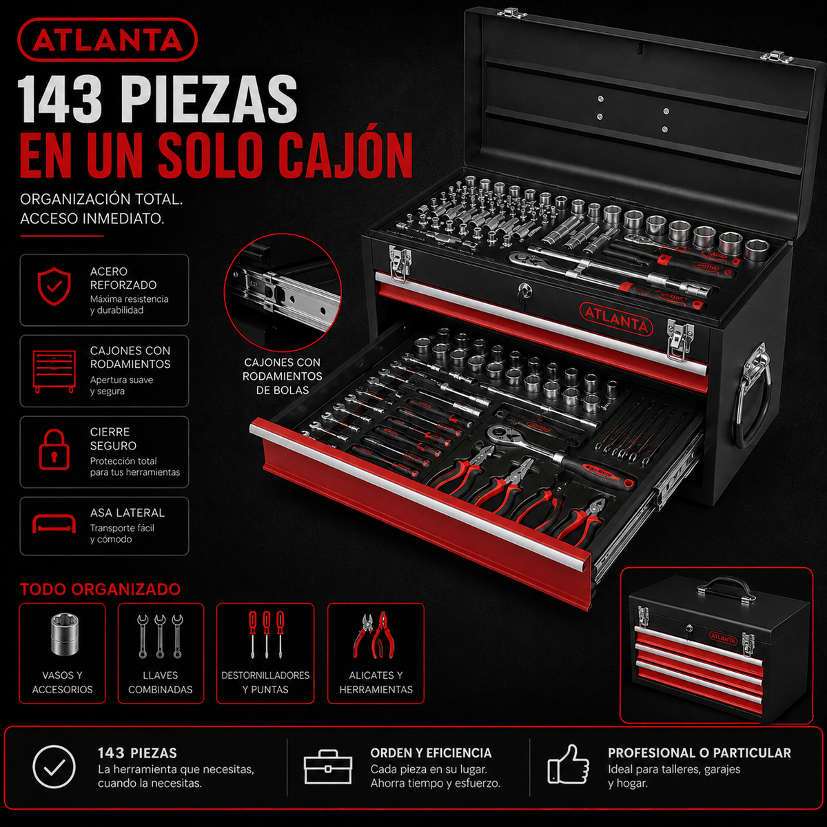 Atlanta Caja de Herramientas Profesional 143 Piezas