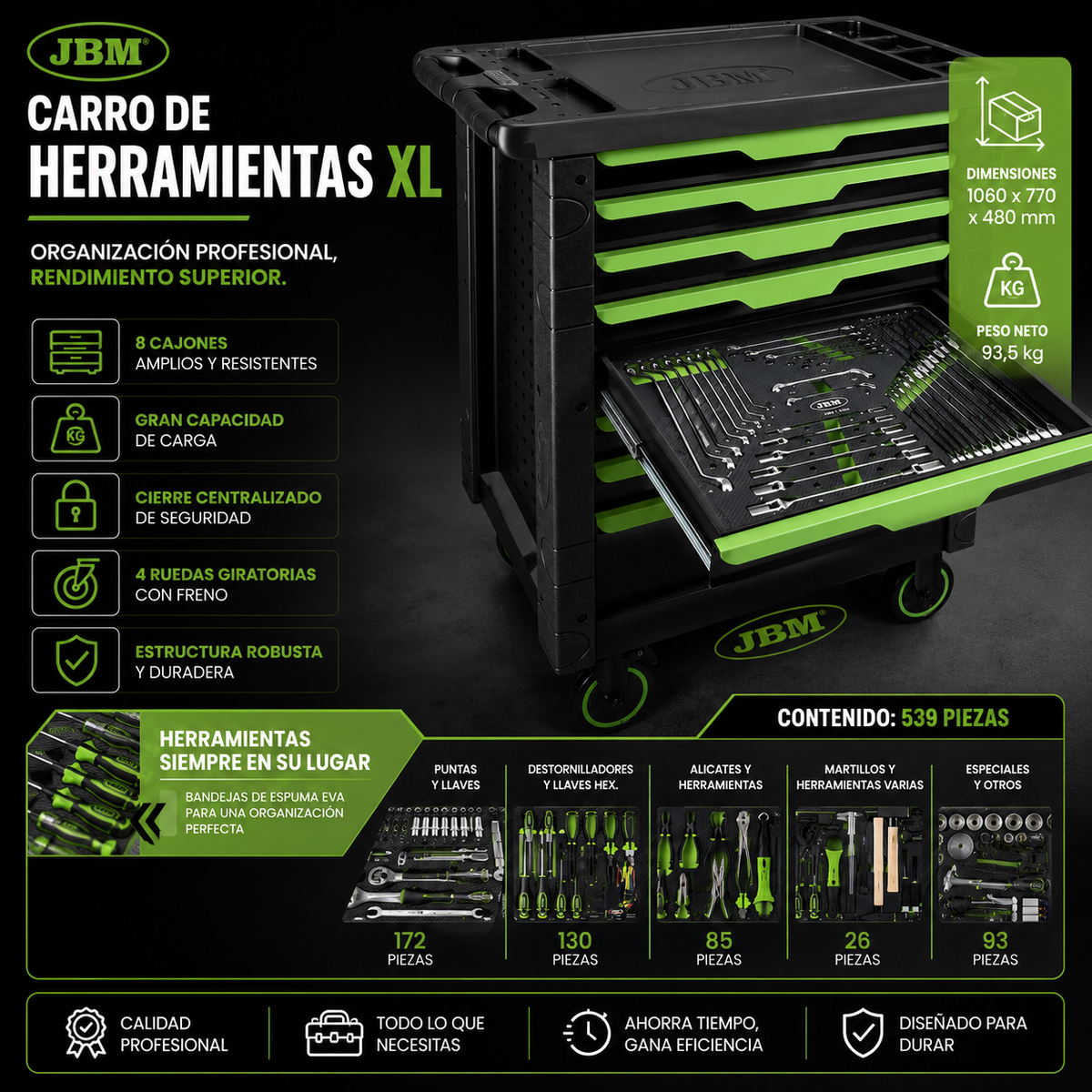 JBM Carro de Herramientas Completo XL