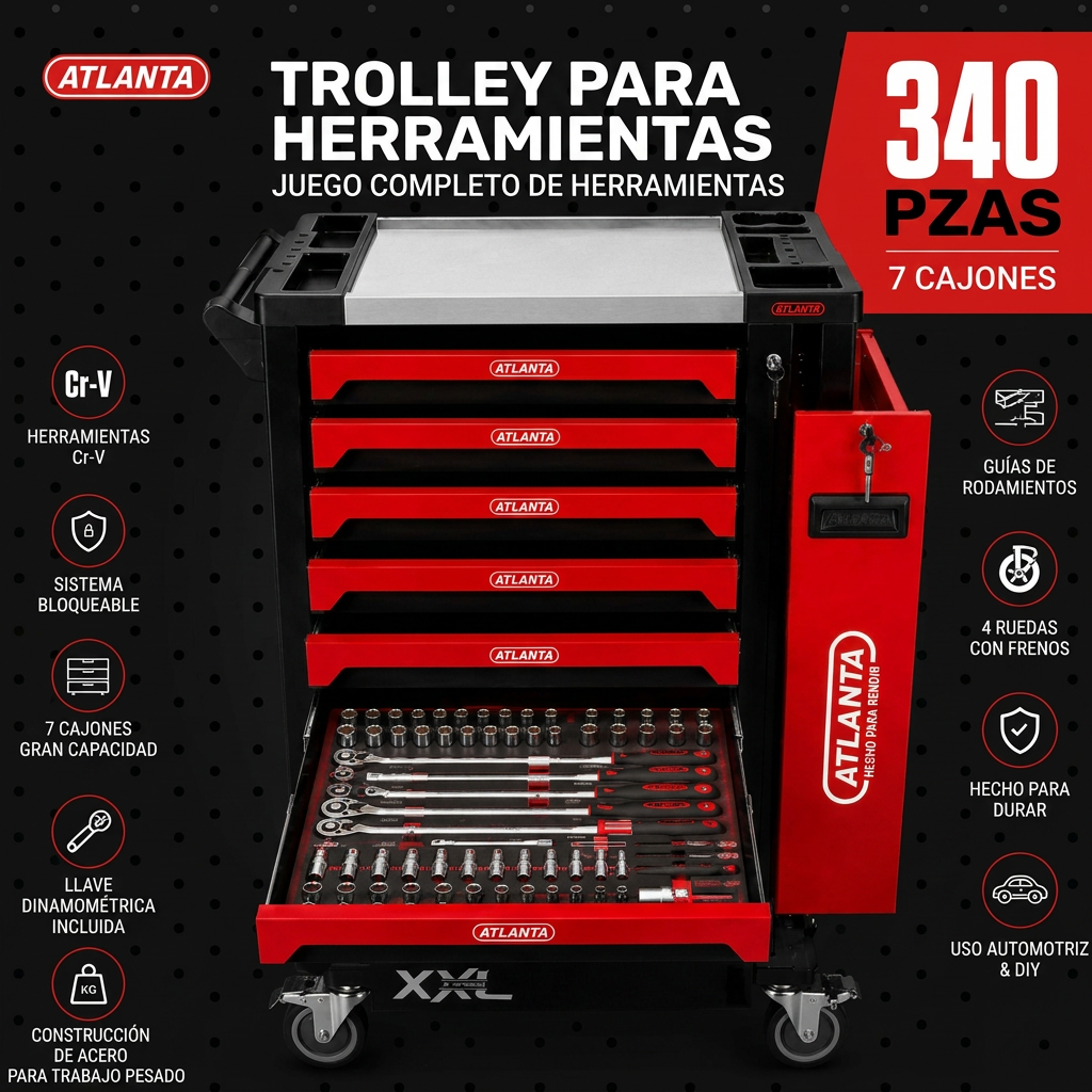 Atlanta Carro de Herramientas XL 340 Piezas