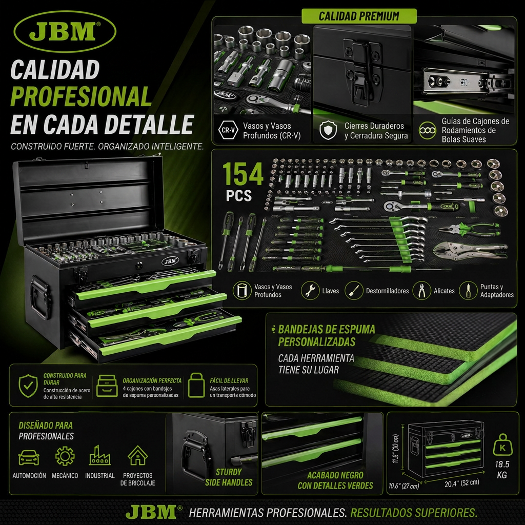 JBM Maletín Profesional XL 143 Piezas