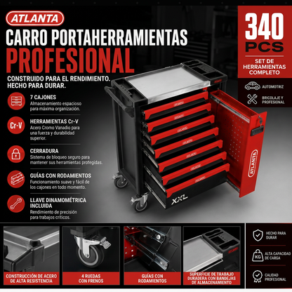 Atlanta Carro de Herramientas XL 340 Piezas
